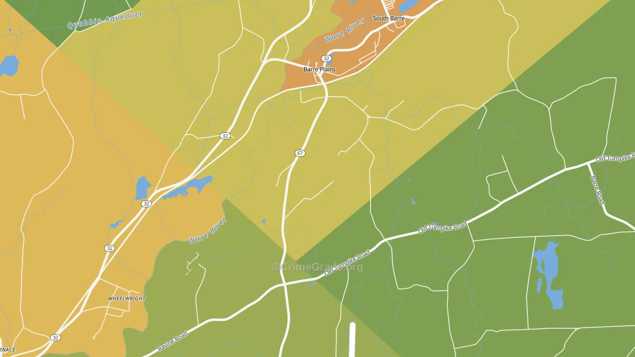Barre Plains, MA Map of Assault Rates
