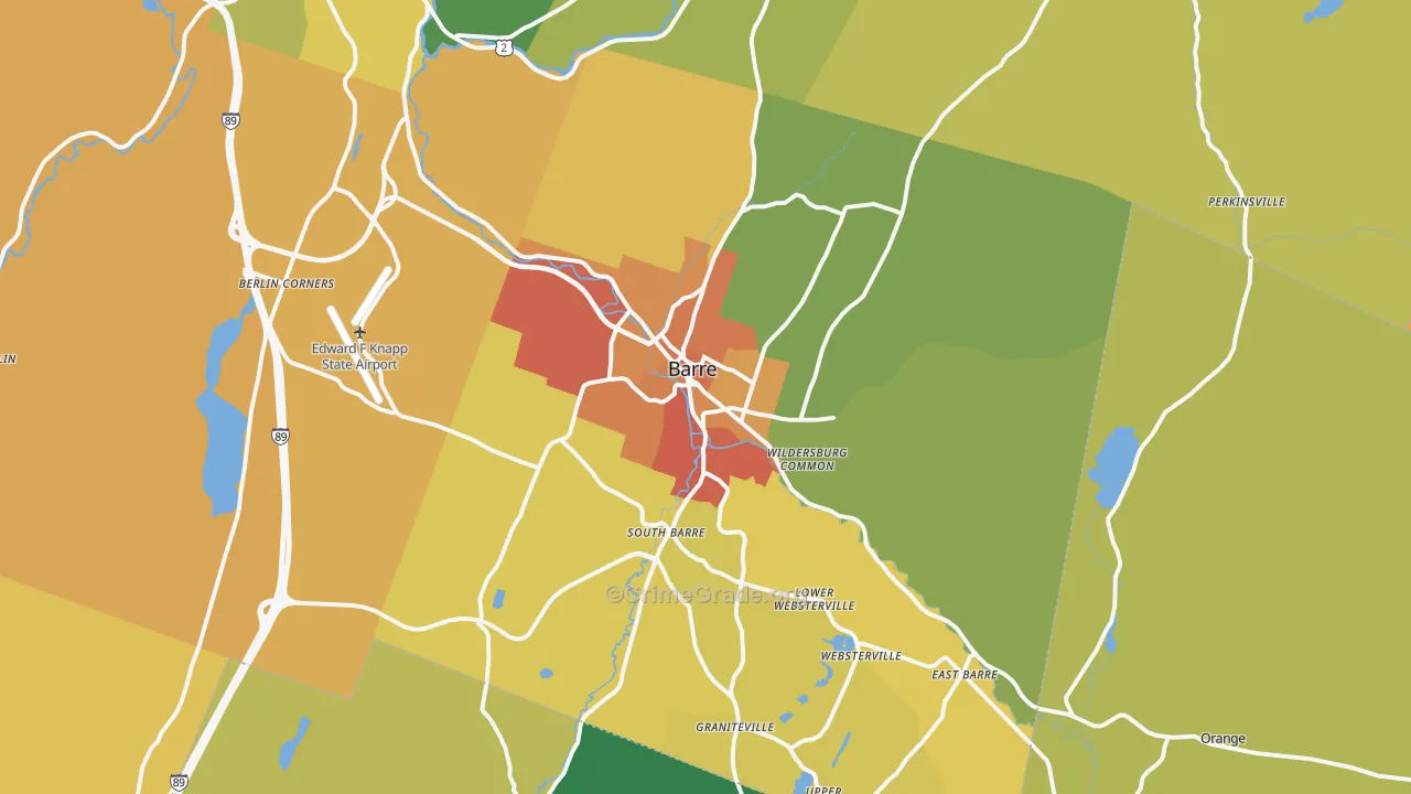 Barre, VT Map of Assault Rates