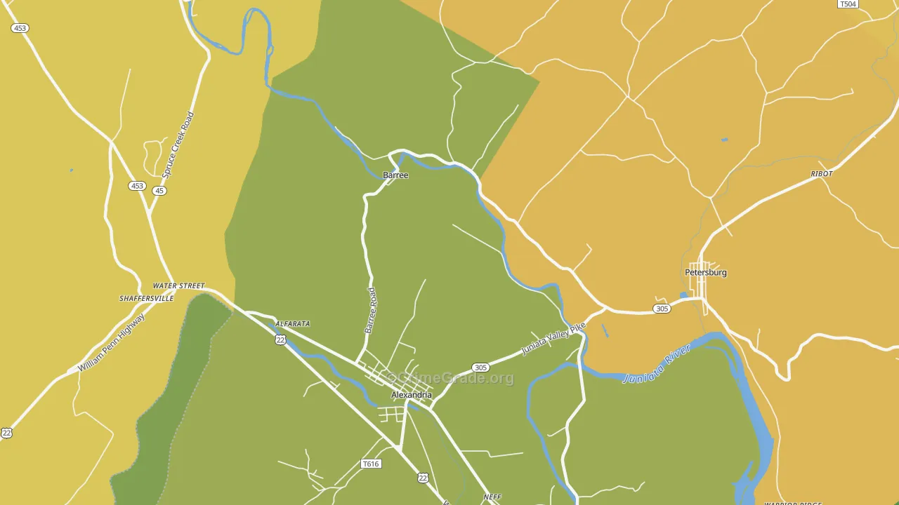 Barree, PA Map of Assault Rates