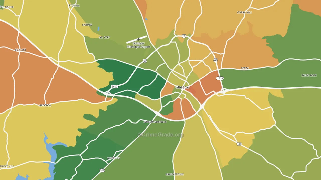 Barren County, KY Map of Assault Rates