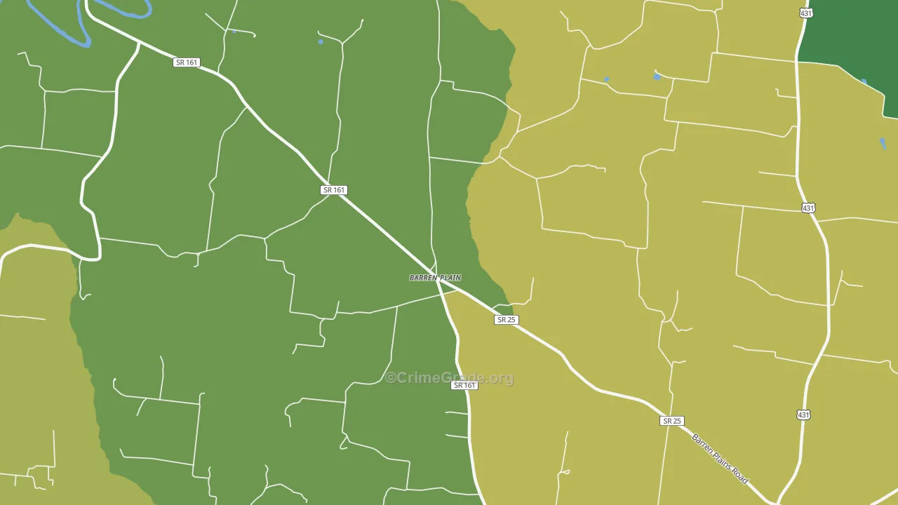 Barren Plain, TN Map of Assault Rates