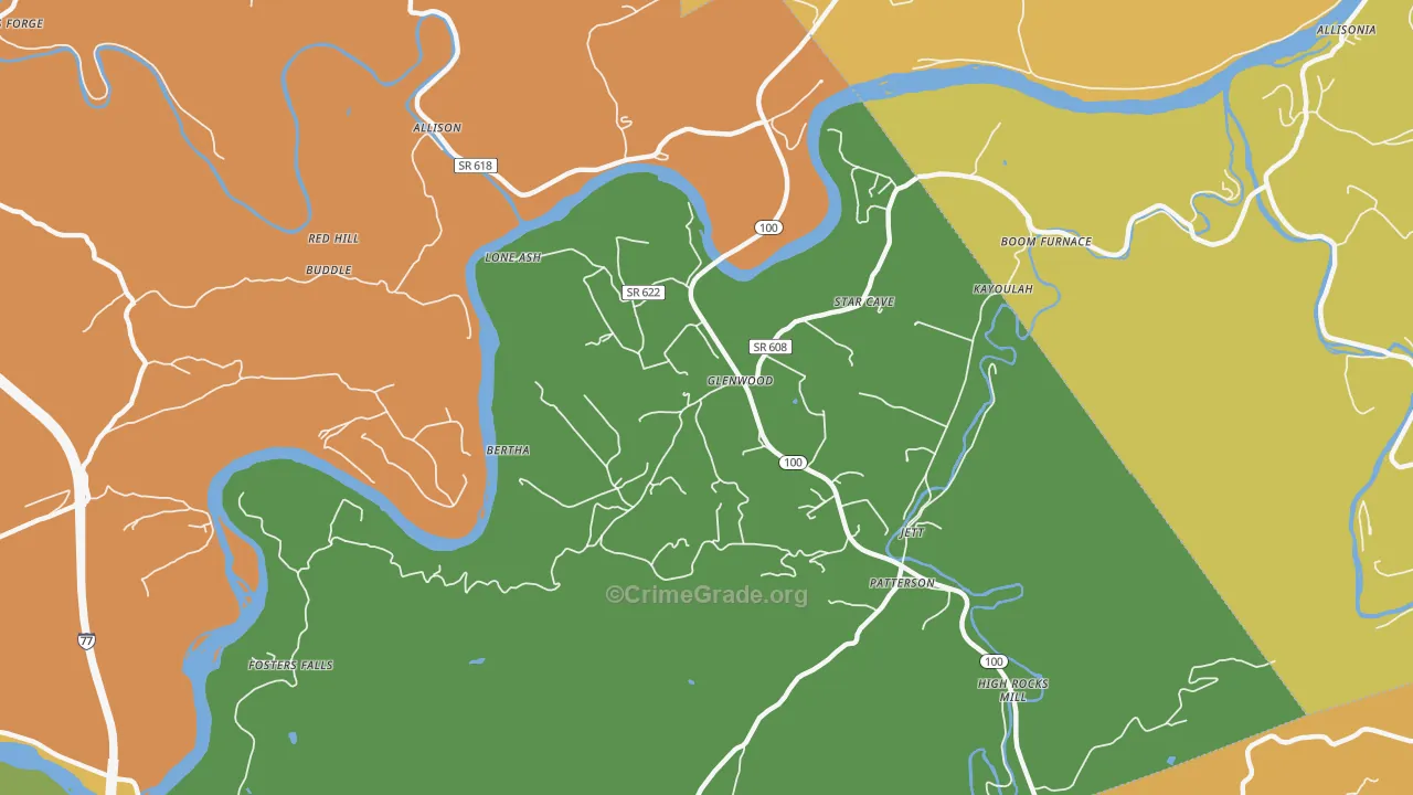 Barren Springs, VA Map of Assault Rates