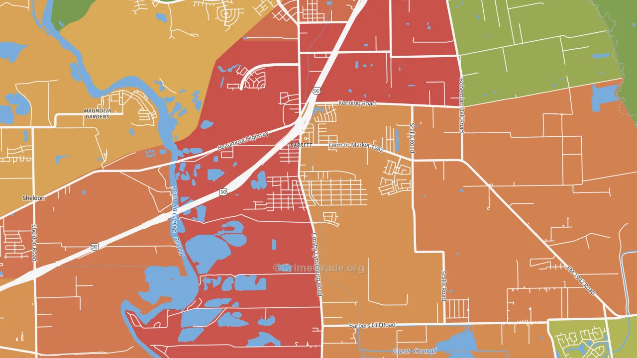 Barrett, TX Map of Assault Rates