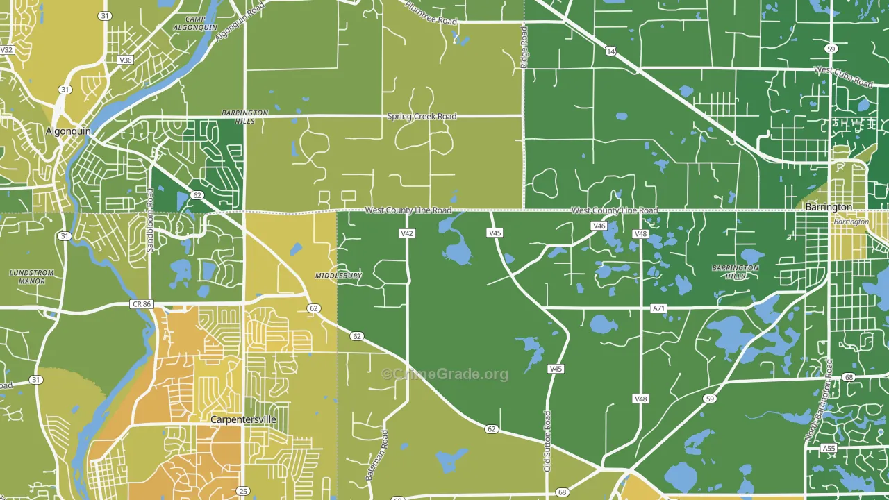 Barrington Hills, IL Map of Assault Rates