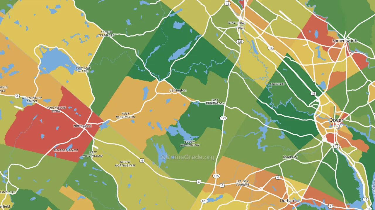 Barrington, NH Map of Assault Rates
