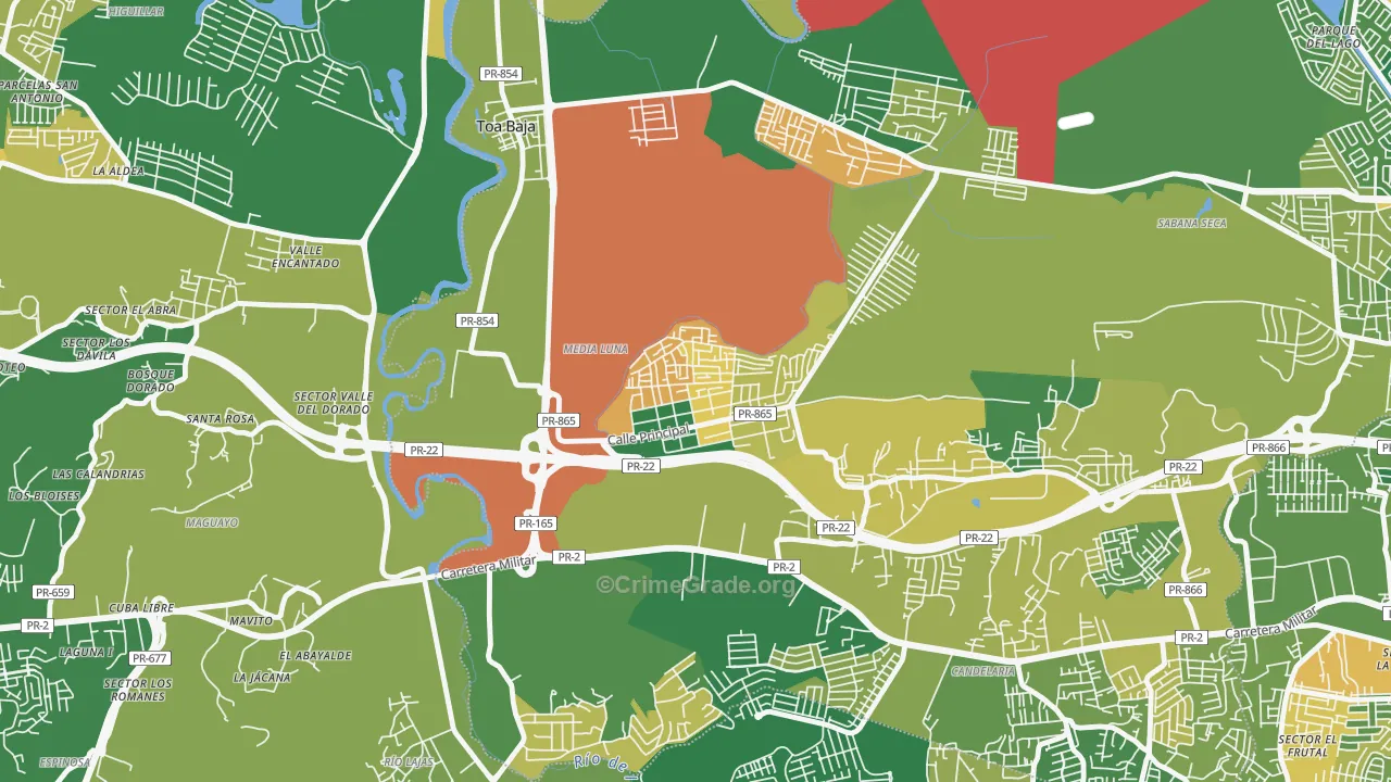 Barrio Campanilla, Toa Baja, PR Map of Assault Rates