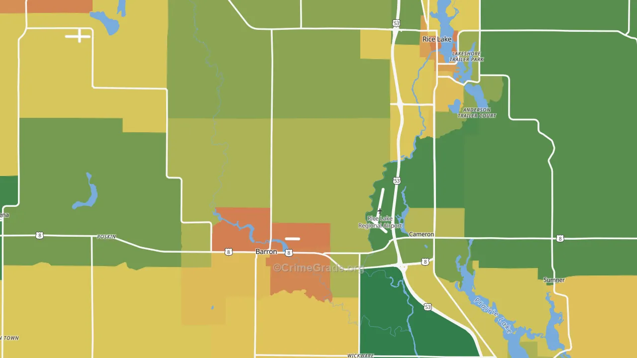 Barron County, WI Map of Assault Rates