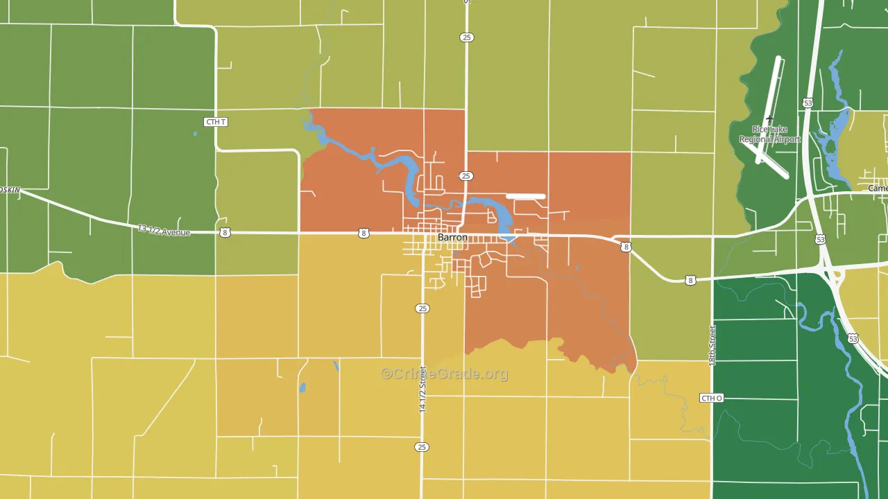 Barron, WI Map of Assault Rates