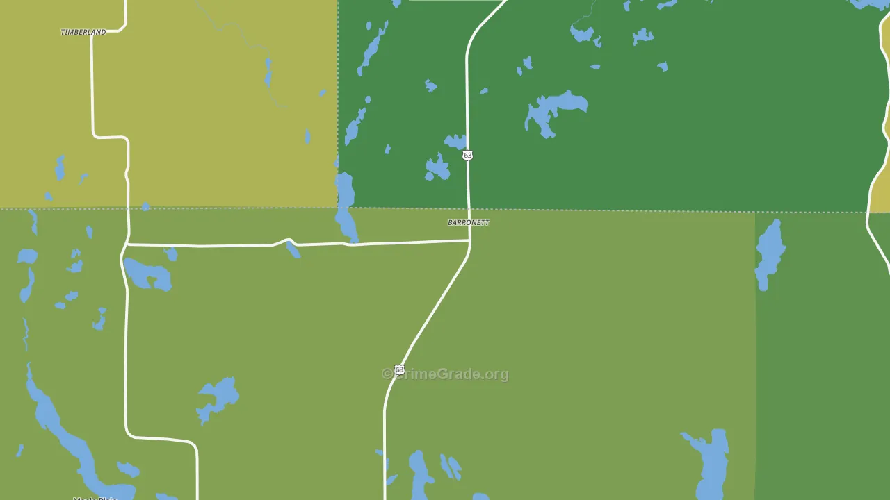 Barronett, WI Map of Assault Rates