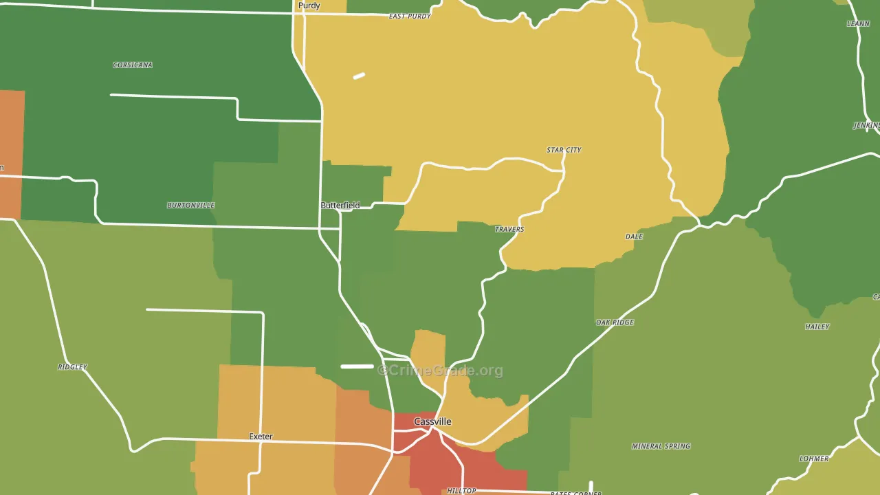 Barry County, MO Map of Assault Rates