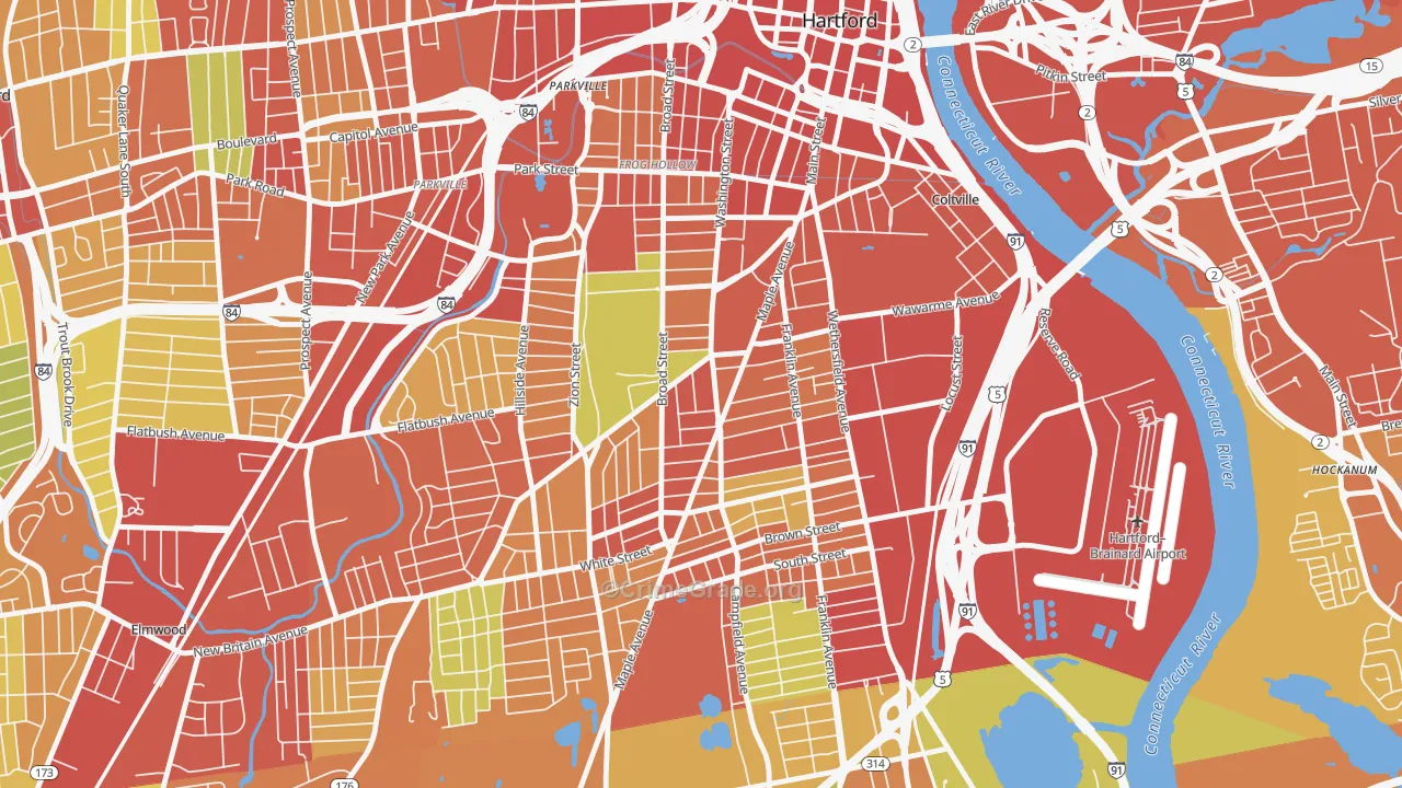 Barry Square, Hartford, CT Map of Assault Rates
