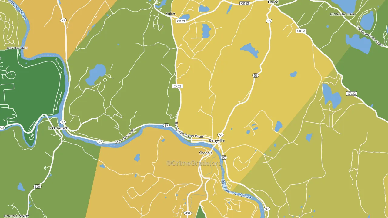 Barryville, NY Map of Assault Rates