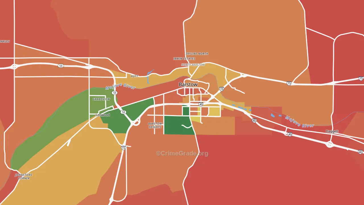 Barstow, CA Map of Assault Rates