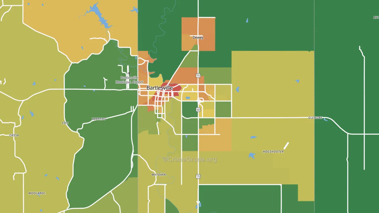 Bartlesville, OK Map of Assault Rates