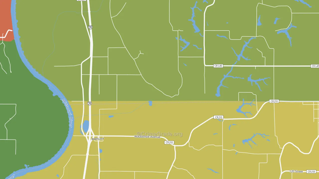 Bartlett, IA Map of Assault Rates