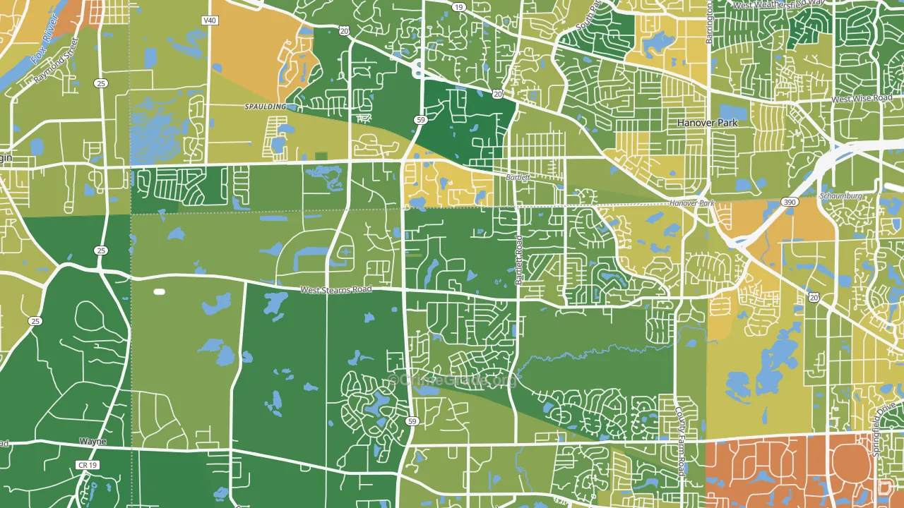 Bartlett, IL Map of Assault Rates