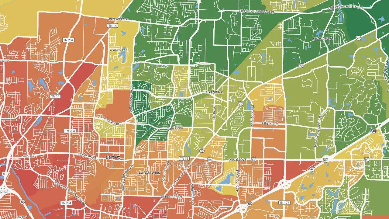 Bartlett, TN Map of Assault Rates