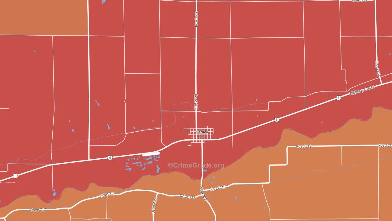 Bartley, NE Map of Assault Rates