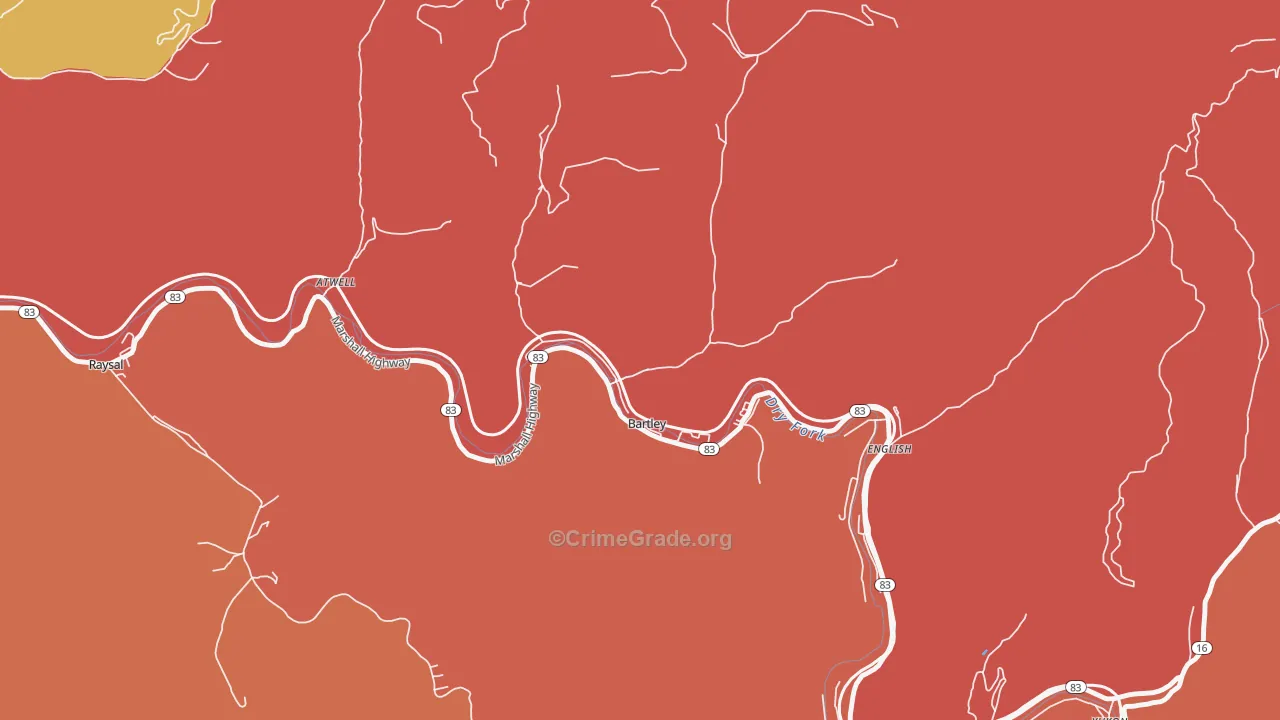 Bartley, WV Map of Assault Rates