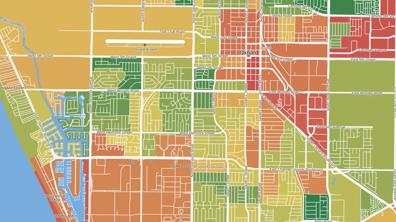 Bartolo Square North, Oxnard, CA Map of Assault Rates