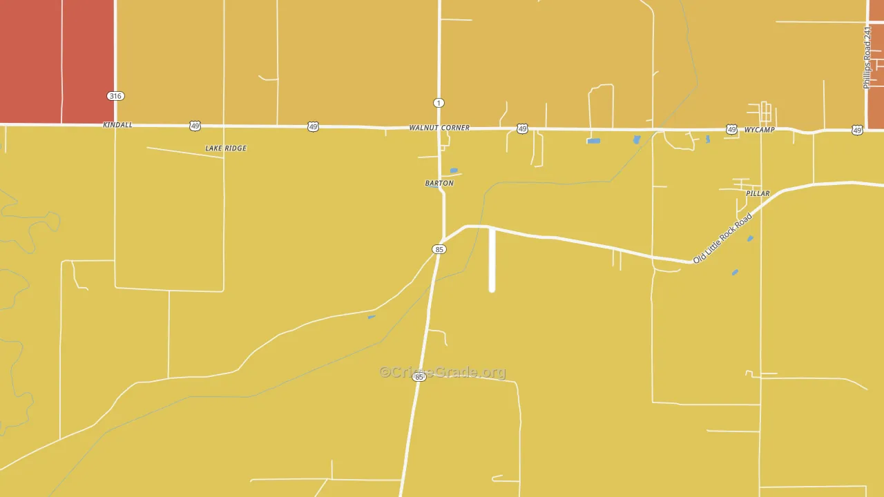 Barton, AR Map of Assault Rates