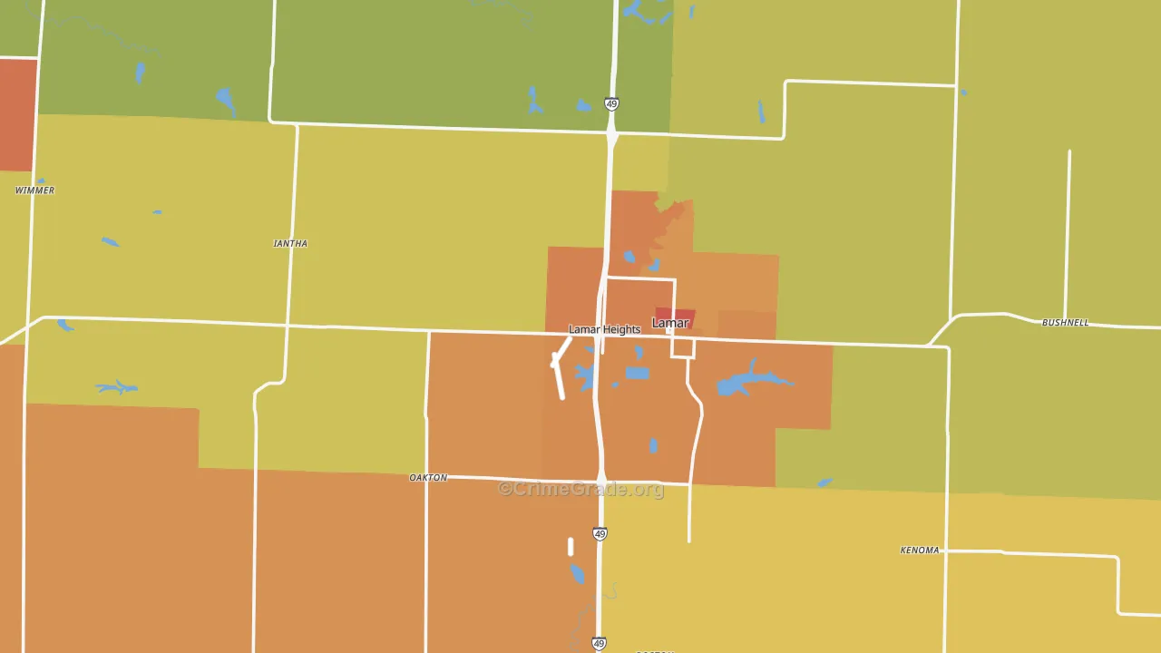 Barton County, MO Map of Assault Rates