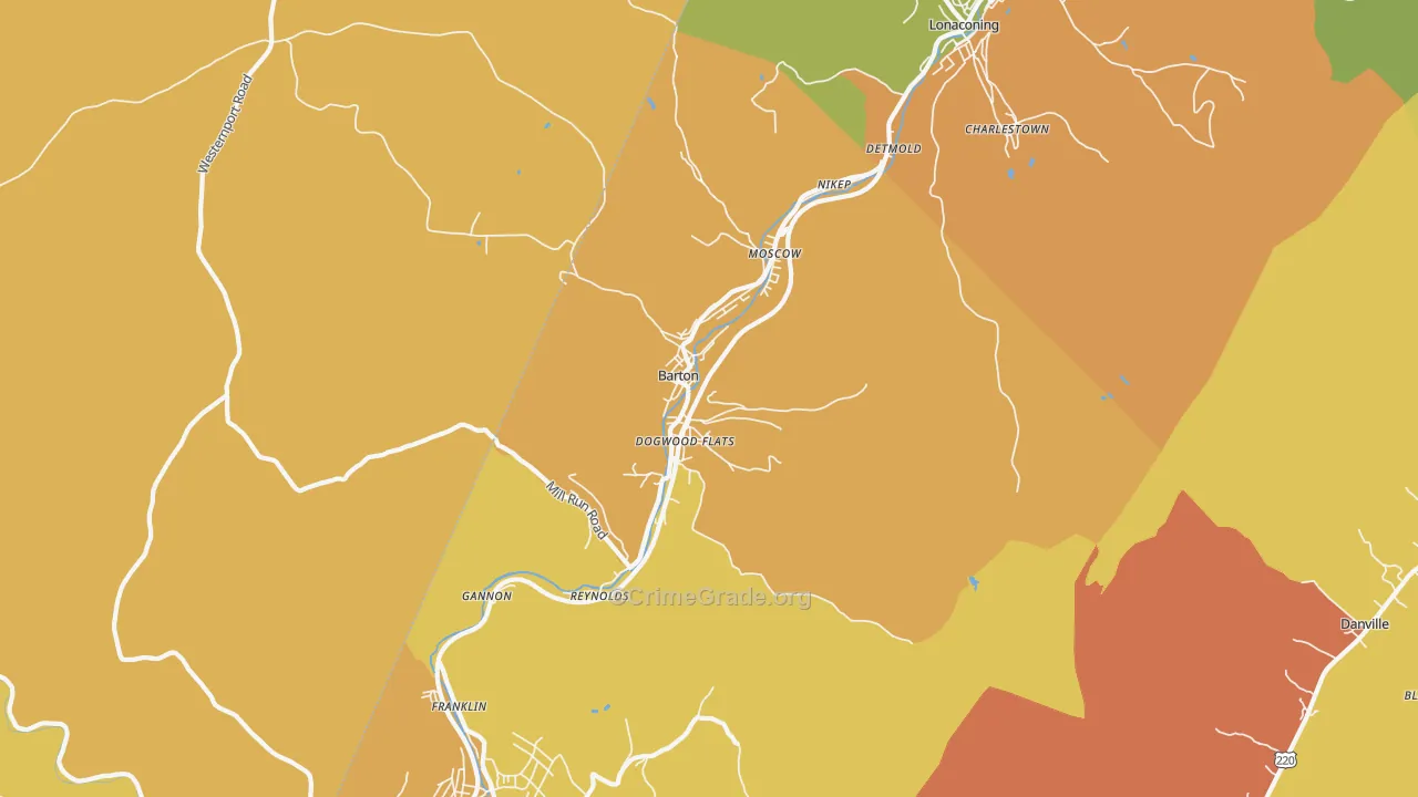 Barton, MD Map of Assault Rates