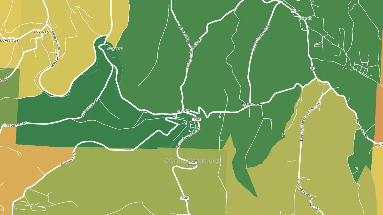 Barton, OH Map of Assault Rates