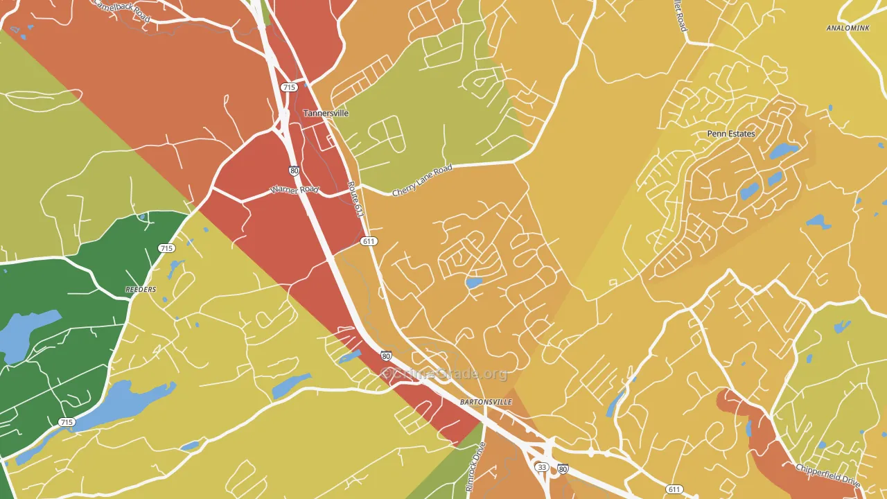 Bartonsville, PA Map of Assault Rates
