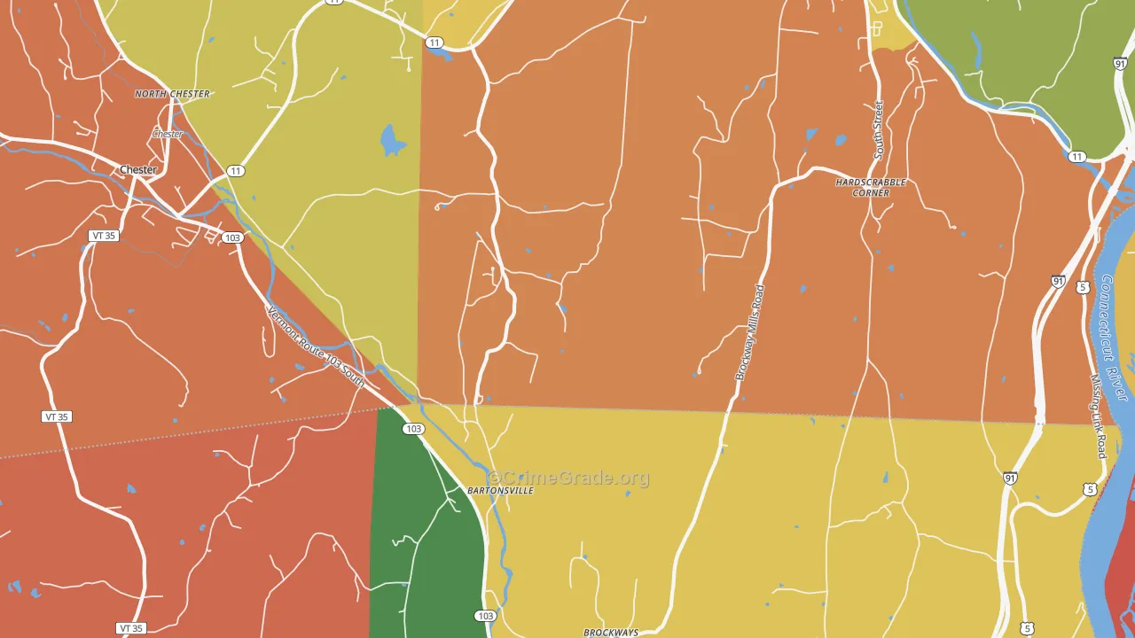 Bartonsville, VT Map of Assault Rates