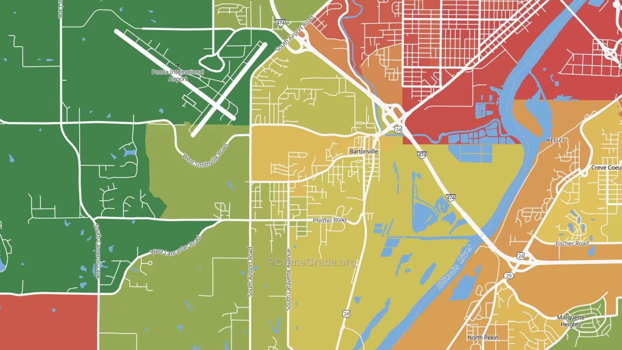 Bartonville, IL Map of Assault Rates