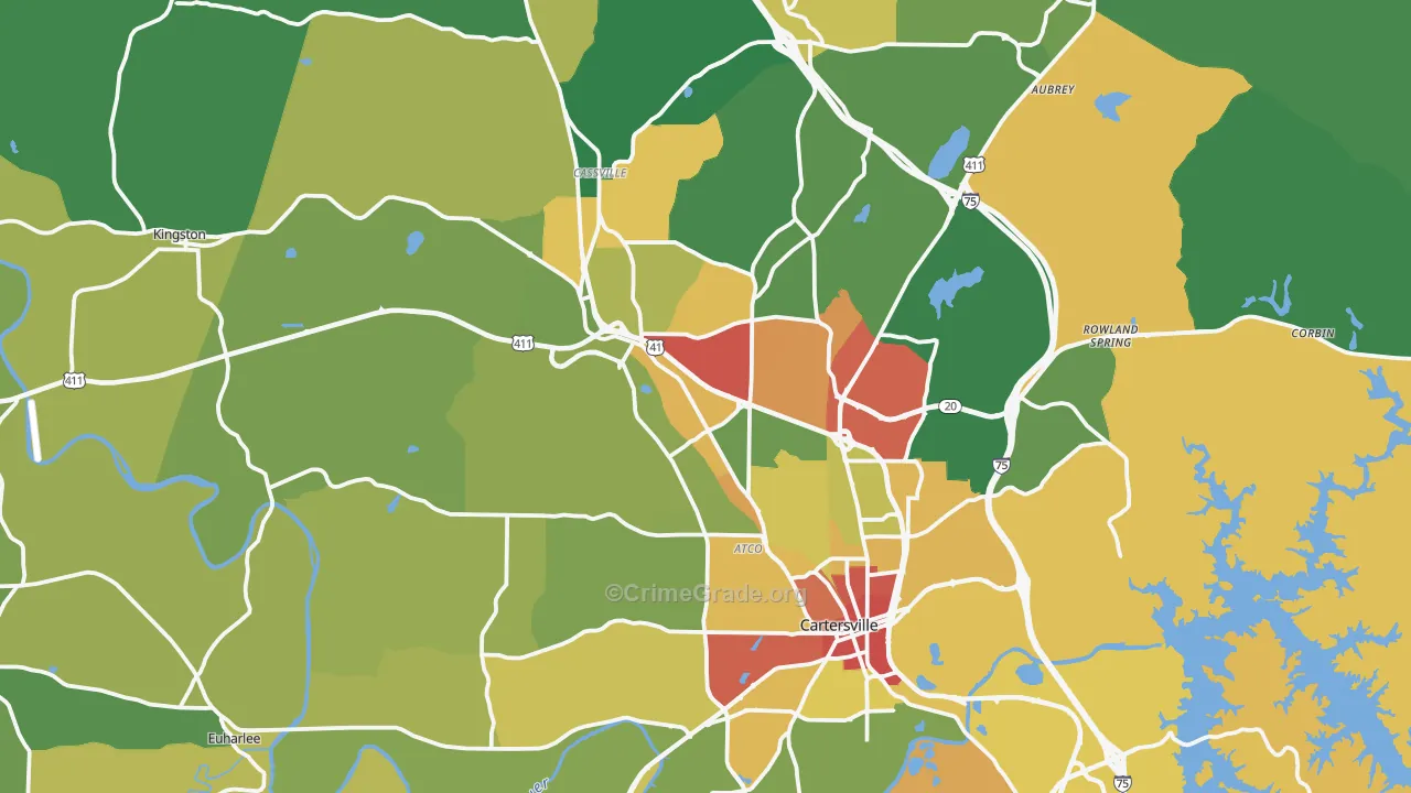 Bartow County, GA Map of Assault Rates