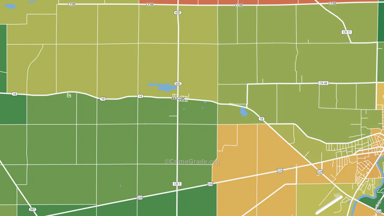 Bascom, OH Map of Assault Rates