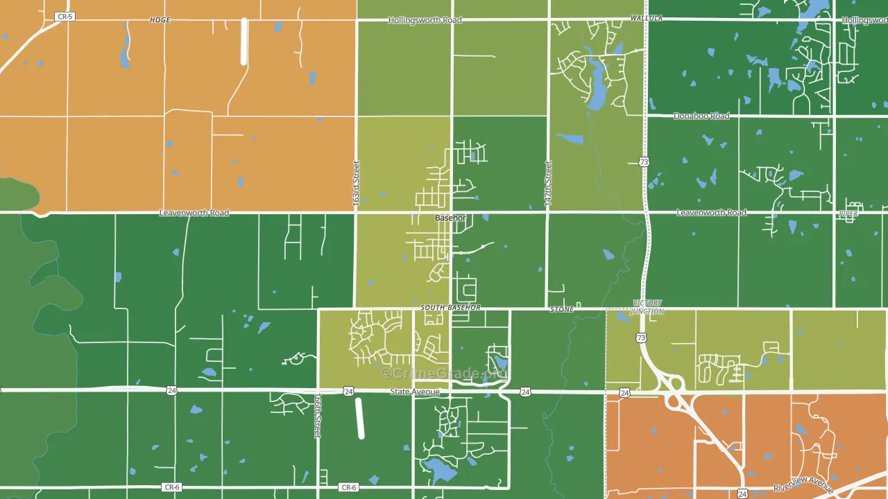 Basehor, KS Map of Assault Rates