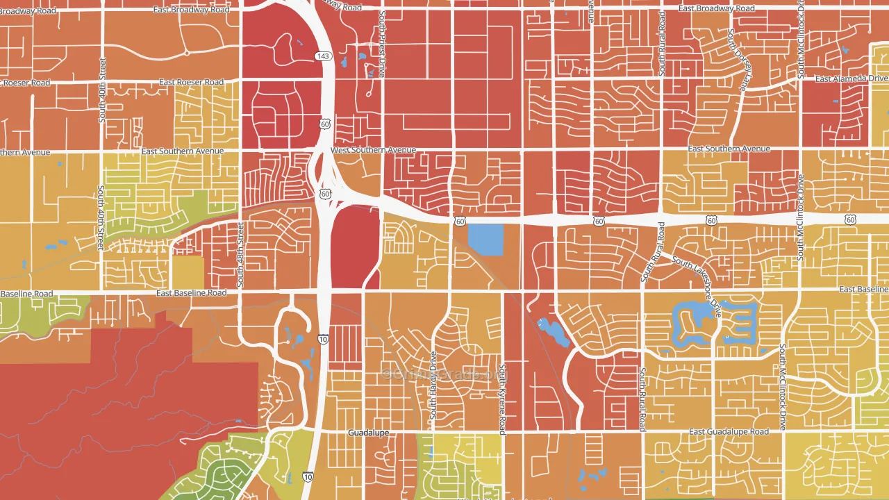 Baseline-Hardy, Tempe, AZ Map of Assault Rates