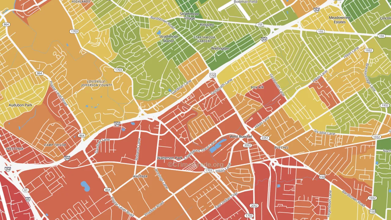 Bashford Manor, Louisville, KY Map of Assault Rates