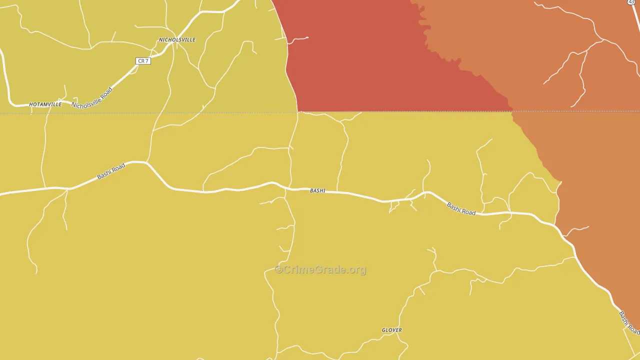 Bashi, AL Map of Assault Rates