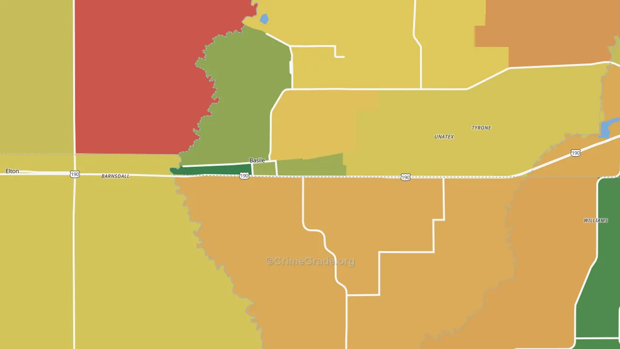 Basile, LA Map of Assault Rates