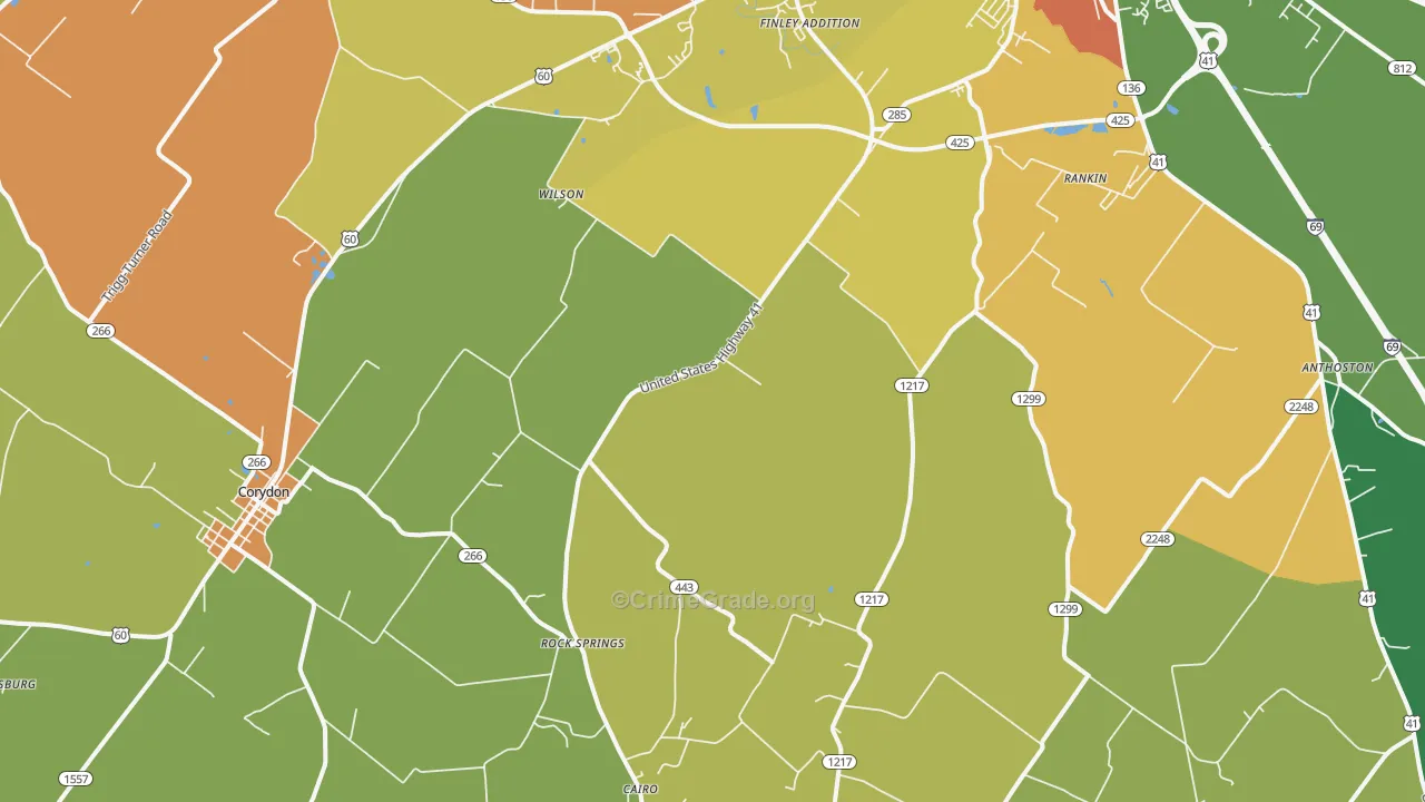 Baskett, KY Map of Assault Rates