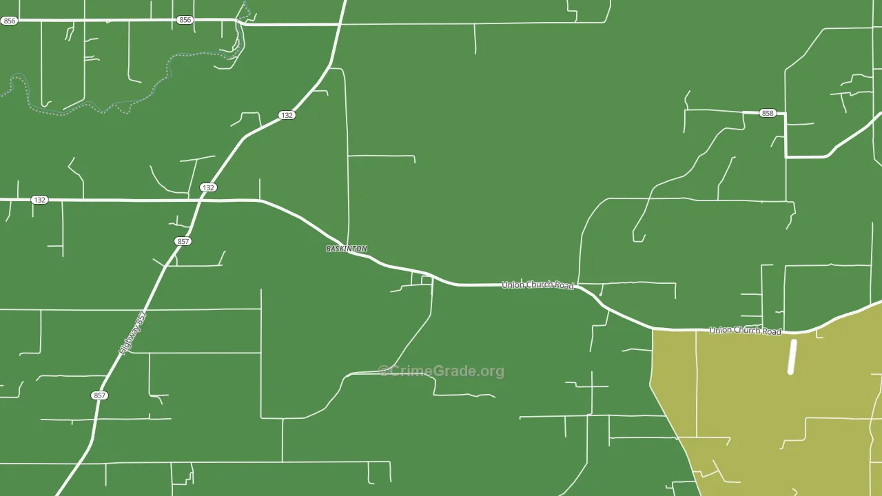 Baskinton, LA Map of Assault Rates