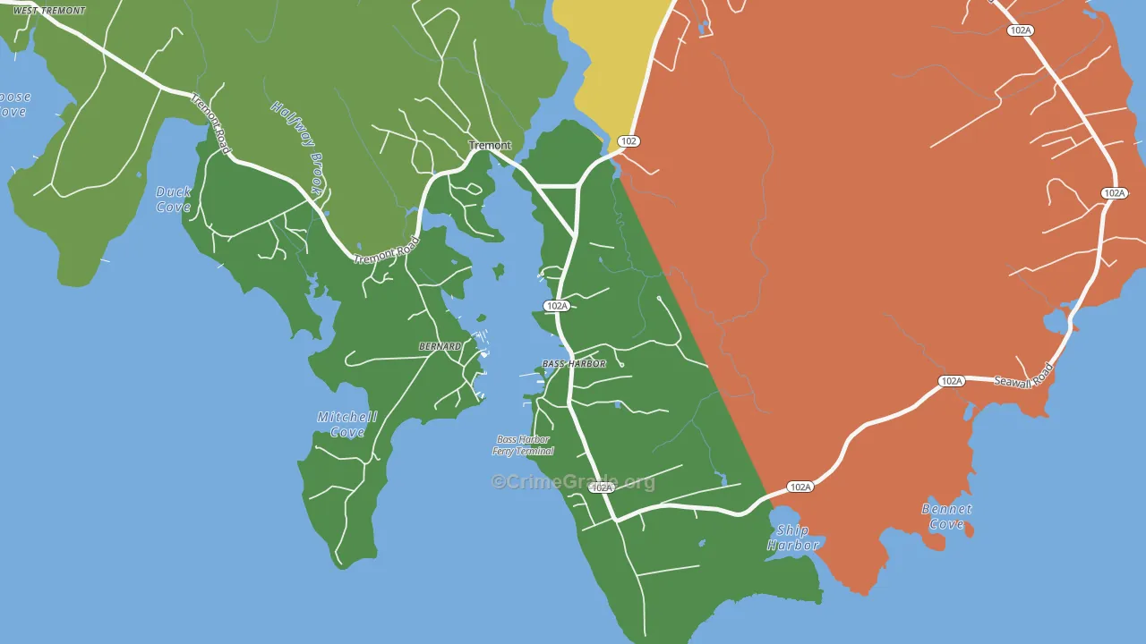Bass Harbor, ME Map of Assault Rates