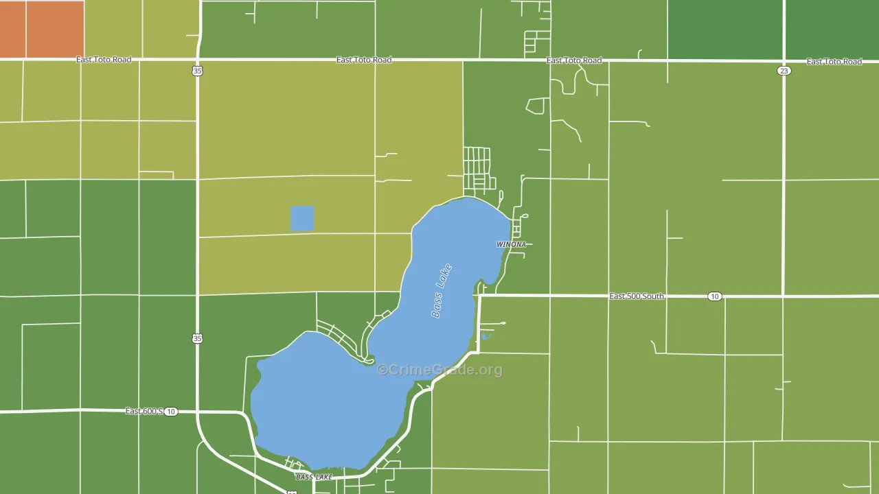 Bass Lake, IN Map of Assault Rates