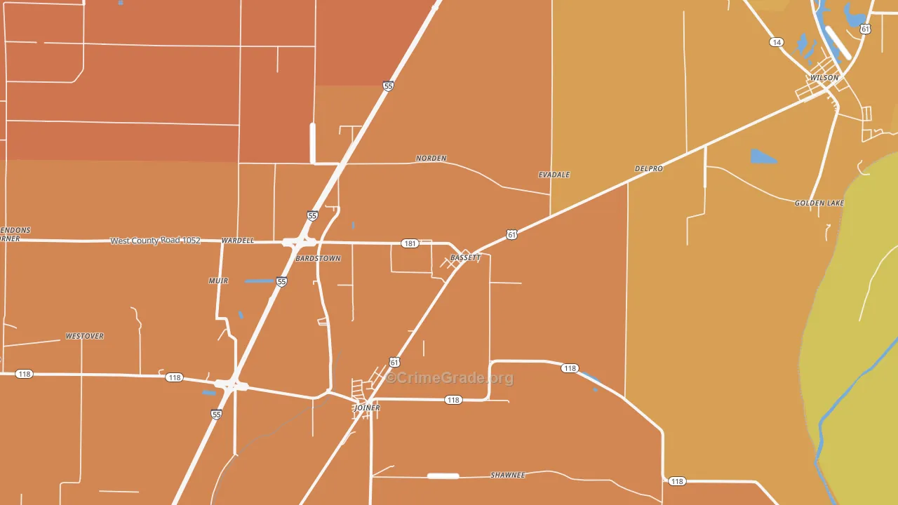 Bassett, AR Map of Assault Rates