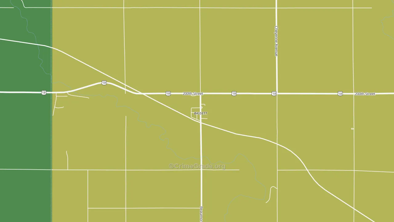 Bassett, IA Map of Assault Rates