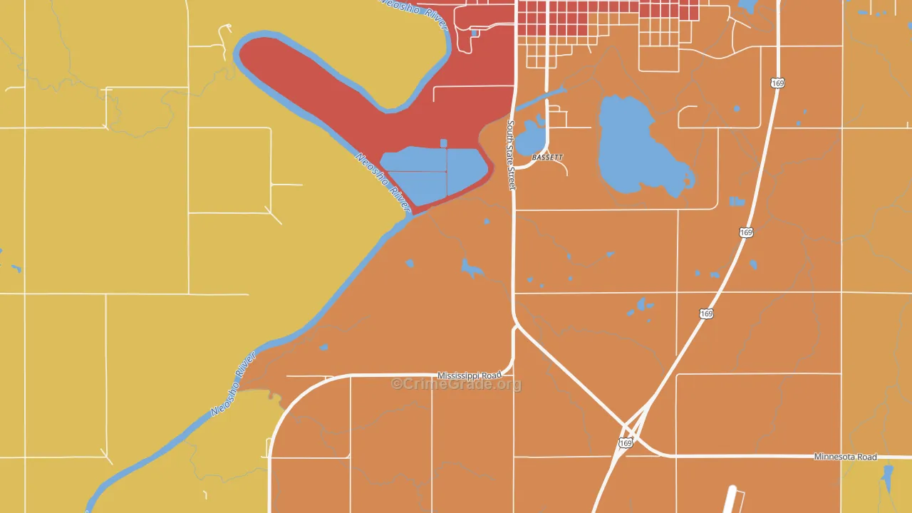Bassett, KS Map of Assault Rates