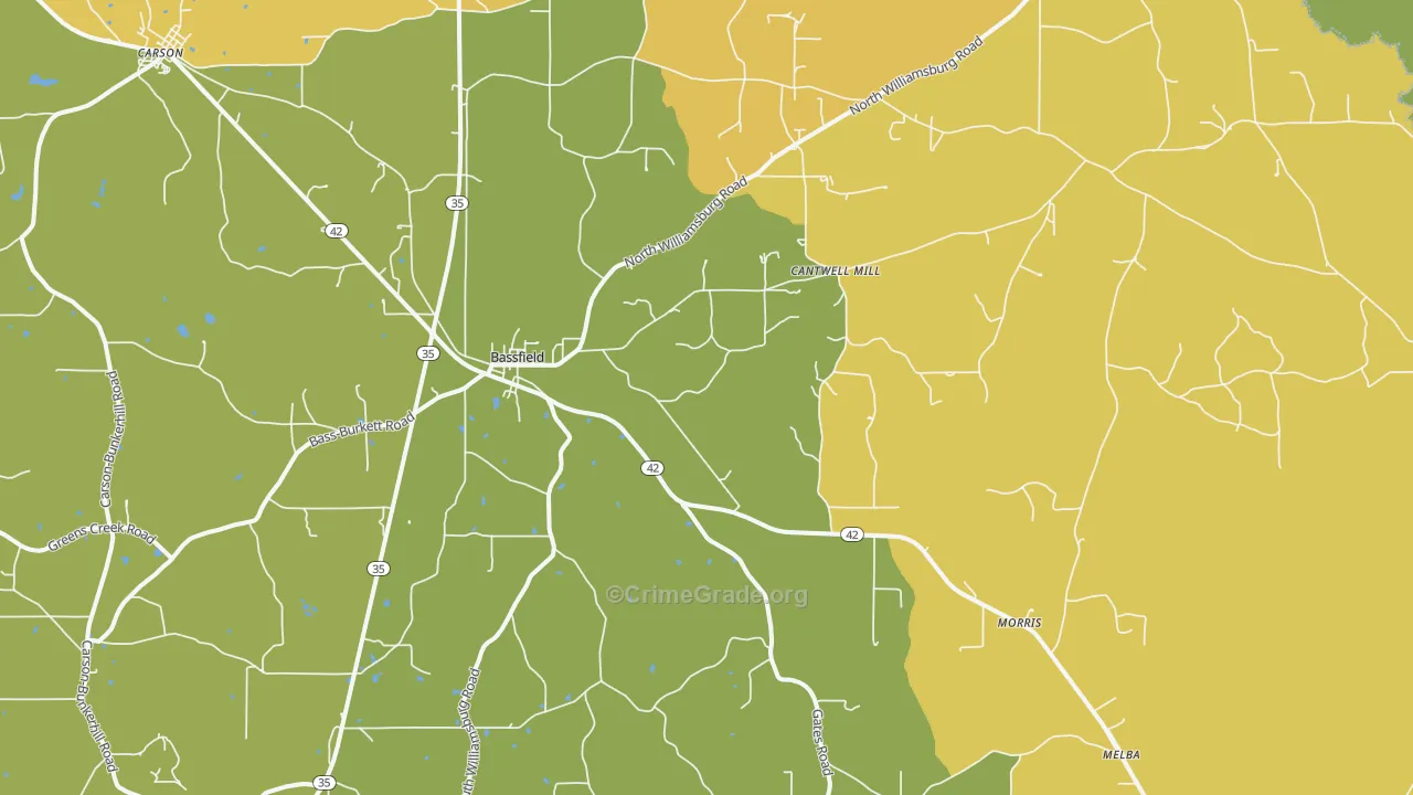 Bassfield, MS Map of Assault Rates