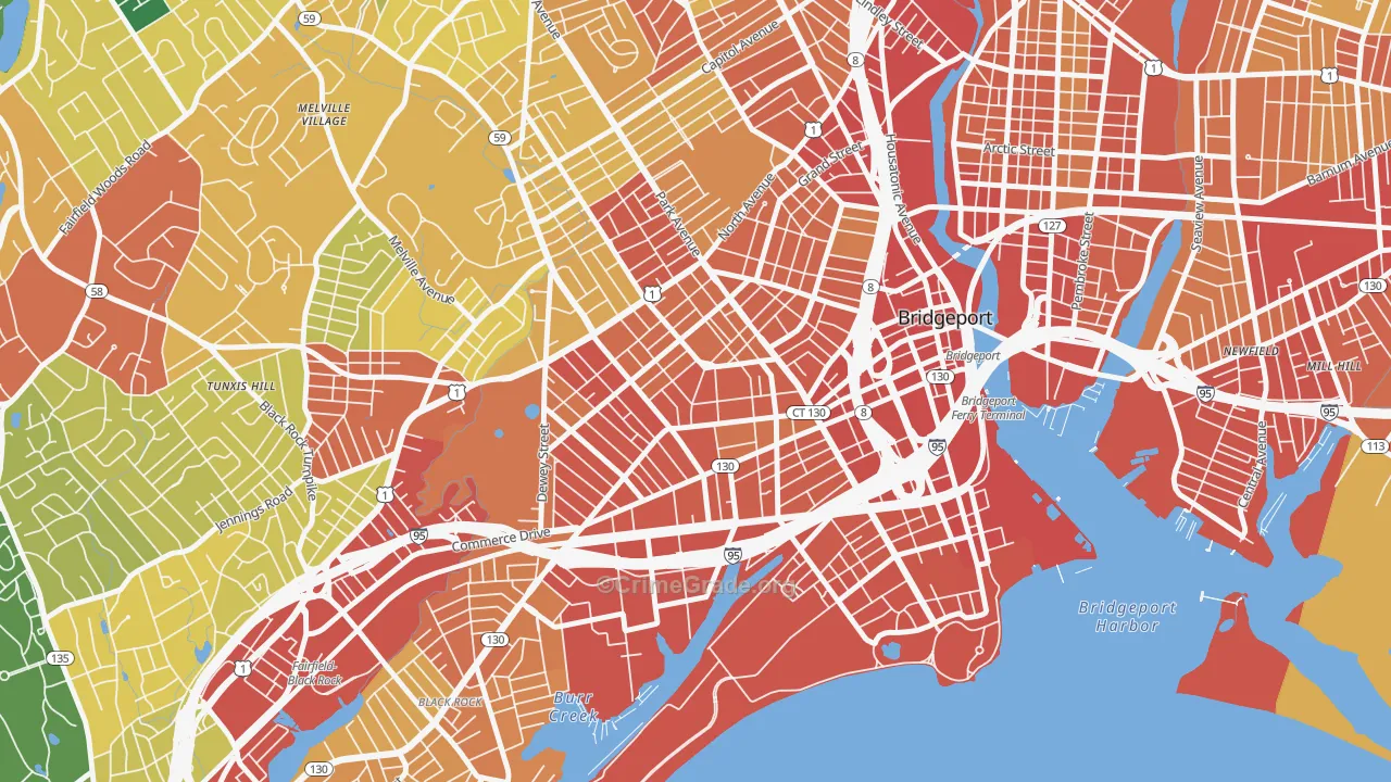 Bassickville Historic District, Bridgeport, CT Map of Assault Rates