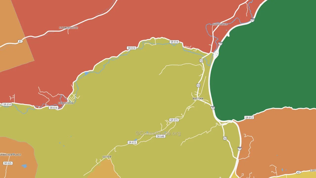 Bastian, VA Map of Assault Rates