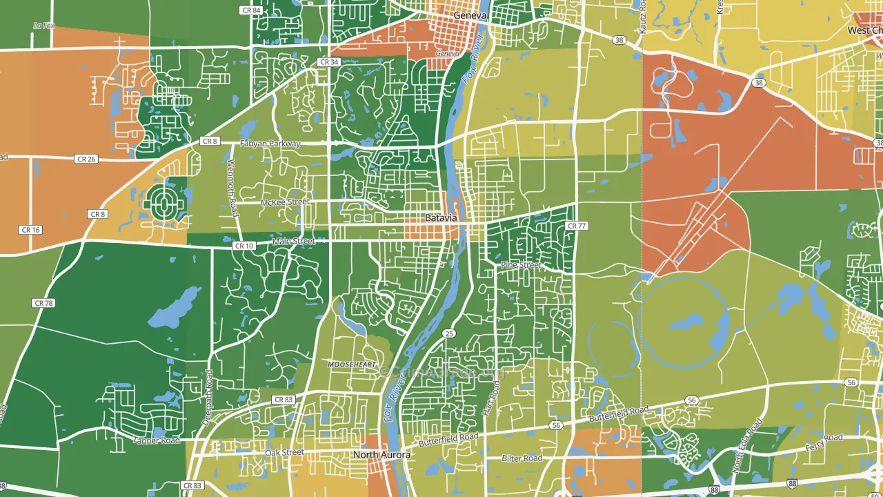 Batavia, IL Map of Assault Rates