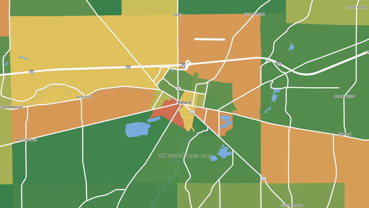 Batavia, NY Map of Assault Rates